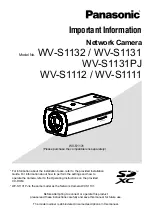 Предварительный просмотр 1 страницы Panasonic WV-S1111 Important Information Manual