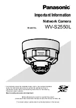 Предварительный просмотр 1 страницы Panasonic WV-S2550L Important Information Manual