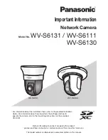 Предварительный просмотр 1 страницы Panasonic WV-S6111 Important Information Manual