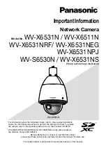 Предварительный просмотр 1 страницы Panasonic WV-S6530N Important Information Manual