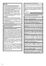 Preview for 2 page of Panasonic WV-SFV781L Important Information Manual