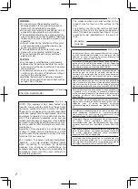 Предварительный просмотр 2 страницы Panasonic WV-SPN311 Important Information Manual