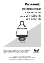 Preview for 1 page of Panasonic WV-X6531N Important Information Manual