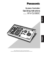 Preview for 1 page of Panasonic WVCU360C - SYSTEM CONTROLLER Operating Instructions Manual