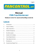 Предварительный просмотр 2 страницы PANCONTROL PAN Feuchtemesser Manual