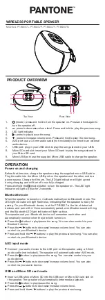 Preview for 1 page of Pantone PT-BS007L Quick Start Manual