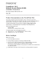 Paradyne FrameSaver SLV Installation Instructions Manual preview