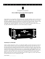 Parasound HCA-2003 Owner'S Manual preview