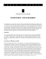 Parasound Nomad series Owner'S Manual предпросмотр