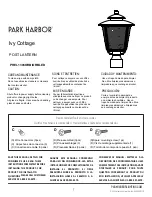 Preview for 1 page of Park Harbor Ivy Cottage PHEL1303ORB Quick Start Manual