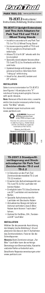 Preview for 1 page of Park Tool TS-2EXT.3 Instructions