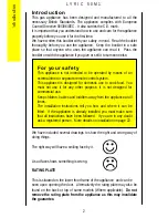 Preview for 2 page of Parkinson Cowan LYRIC 50M1 Operating And Installation Instructions