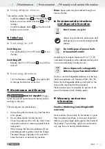 Предварительный просмотр 11 страницы Parkside 275628 Operation And Safety Notes