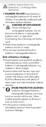 Preview for 21 page of Parkside 316730_1904 Operation And Safety Notes