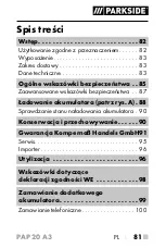 Предварительный просмотр 86 страницы Parkside 326390 1904 Operating Instructions Manual