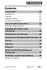 Preview for 66 page of Parkside 331417 1907 Operating Instructions Manual