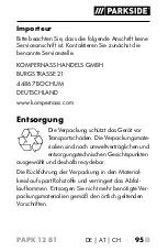 Preview for 100 page of Parkside 331417 1907 Operating Instructions Manual