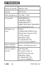 Preview for 59 page of Parkside 331800 1907 Operating Instructions Manual