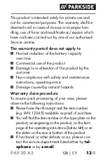 Preview for 17 page of Parkside 346159 2004 Operating Instructions Manual