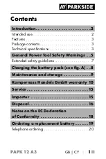 Preview for 6 page of Parkside 351899 2007 Operating Instructions Manual