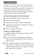 Предварительный просмотр 109 страницы Parkside 391277 2201 Translation Of The Original Instructions