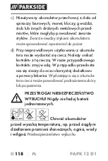 Предварительный просмотр 123 страницы Parkside 391277 2201 Translation Of The Original Instructions