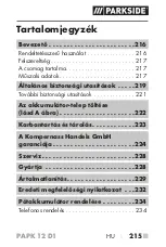 Предварительный просмотр 220 страницы Parkside 391277 2201 Translation Of The Original Instructions