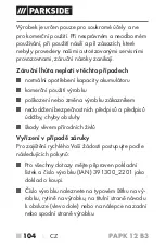 Предварительный просмотр 109 страницы Parkside 391300 2201 Translation Of The Original Instructions