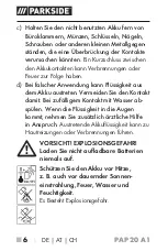 Preview for 11 page of Parkside PAP 20 A1 Operating Instructions Manual