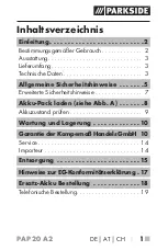 Preview for 5 page of Parkside PAP 20 A2 Operating Instructions Manual