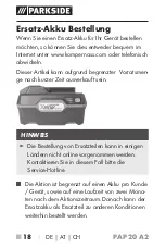 Preview for 22 page of Parkside PAP 20 A2 Operating Instructions Manual