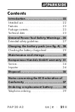 Preview for 25 page of Parkside PAP 20 A2 Operating Instructions Manual