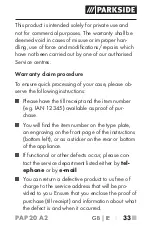 Preview for 37 page of Parkside PAP 20 A2 Operating Instructions Manual