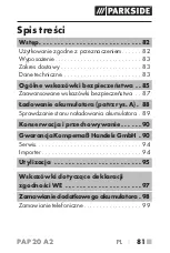 Preview for 85 page of Parkside PAP 20 A2 Operating Instructions Manual