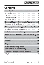 Preview for 5 page of Parkside PAP 20 A3 Operating Instructions Manual