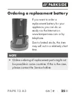 Предварительный просмотр 30 страницы Parkside PAPK 12 A3 Translation Of The Original Instructions