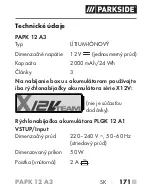 Предварительный просмотр 176 страницы Parkside PAPK 12 A3 Translation Of The Original Instructions