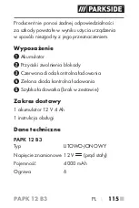 Предварительный просмотр 120 страницы Parkside PAPK 12 B3 Translation Of The Original Instructions