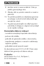 Preview for 253 page of Parkside PAPK 12 B3 Translation Of The Original Instructions