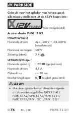 Предварительный просмотр 79 страницы Parkside PAPK 12 C1 Translation Of The Original Instructions