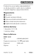 Предварительный просмотр 120 страницы Parkside PAPK 12 C1 Translation Of The Original Instructions