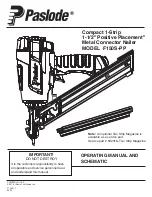 Paslode F150S-PP Operating Manual And Schematic предпросмотр