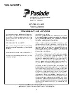 Предварительный просмотр 15 страницы Paslode PowerMaster Pro F-350P Operating Manual And Schematic