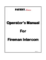 PATENT Premium Fireman Intercom Operator'S Manual preview