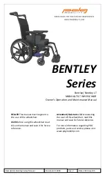 PDG Mobility BENTLEY Owner'S Operation And Maintenance Manual preview