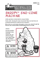 Peanuts Snoopy Sno-Cone Machine 30001 Instruction Manual предпросмотр