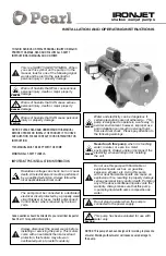 Pearl Iron Jet IRONJ 05 Installation And Operating Instructions предпросмотр