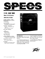 Peavey 115 BX BW Specifications preview