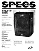 Preview for 1 page of Peavey 118 Sub HC Specification Sheet