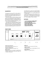 Предварительный просмотр 2 страницы Peavey MA 212 Operating Instructions Manual